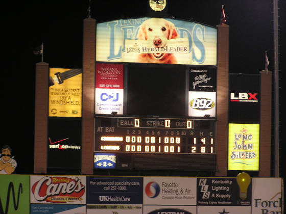 The final score - Lexington Legends win!